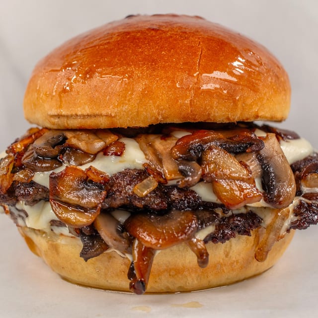 Swiss N Shroom Burger.