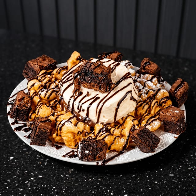 Brownie Fiesta Funnel Cake.