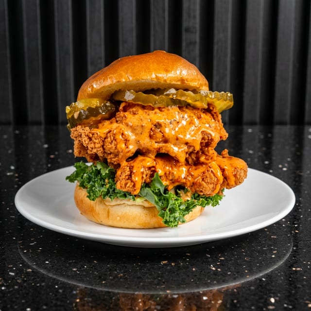 Cluck N Angry (Crispy Chicken) Sandwich.