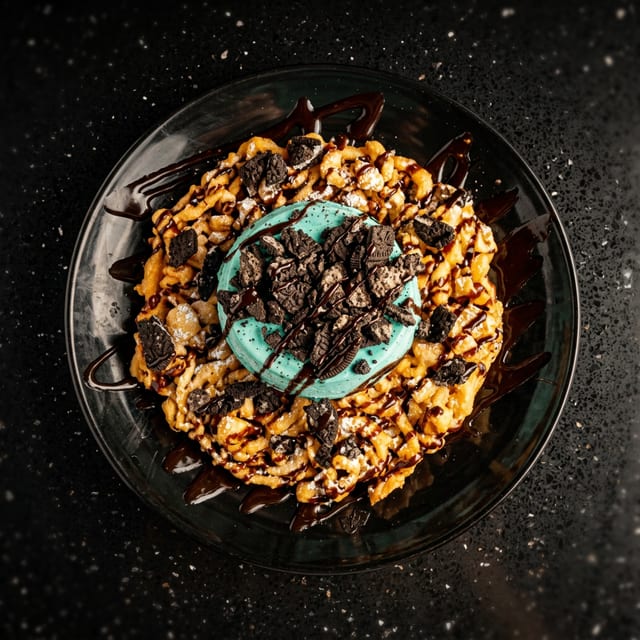 Cookie Monster Funnel Cake.