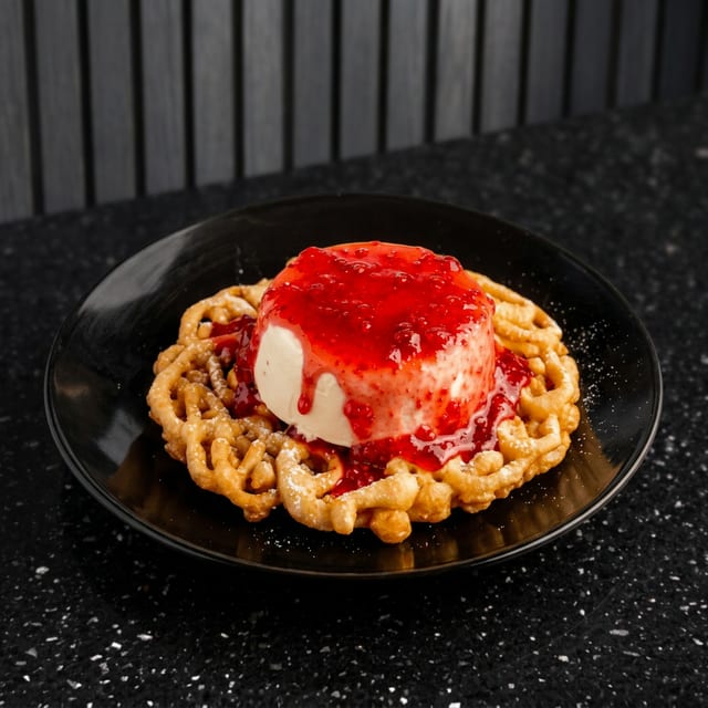 Classic Strawberry Funnel Cake.